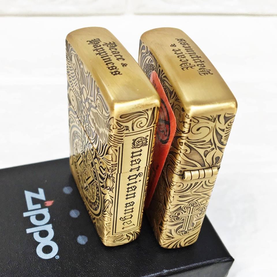 [HCM]BẬT LỬA ZIPPO MỸ - ĐỒNG KHẮC 5 MẶT HÌNH THIÊN THẦN - (CÓ TEM ĐỎ) - (XÀI XĂNG)