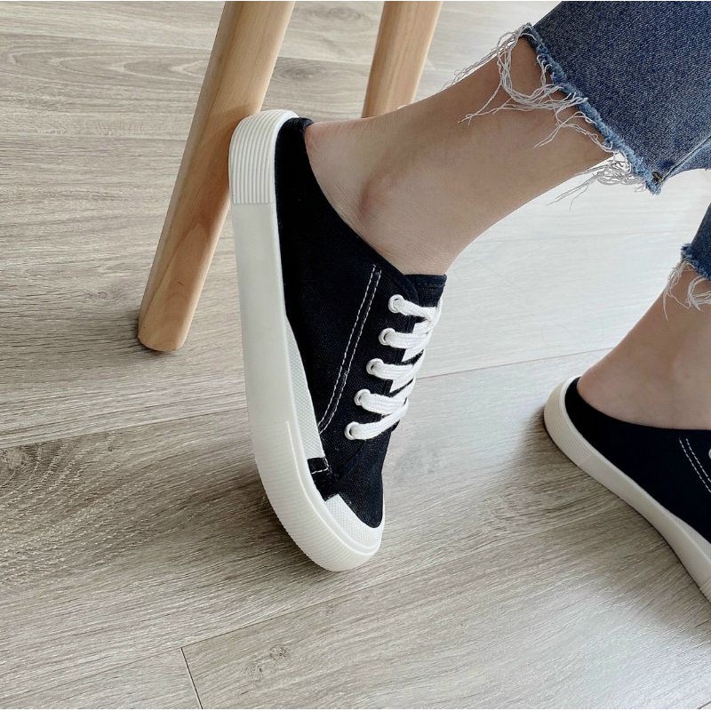 Giày Sục Thể Thao Nữ Đẹp Dây Buộc Đế Độn 2p