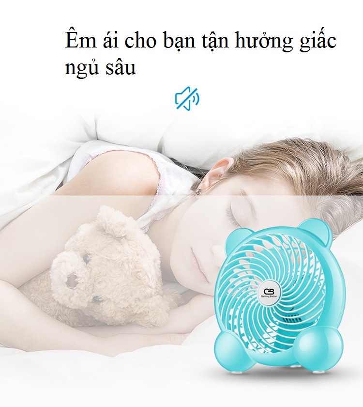 Quạt Mini Để Bàn Cực Mát Cổng Sạc USB GBF-01 - Chạy Cực Êm