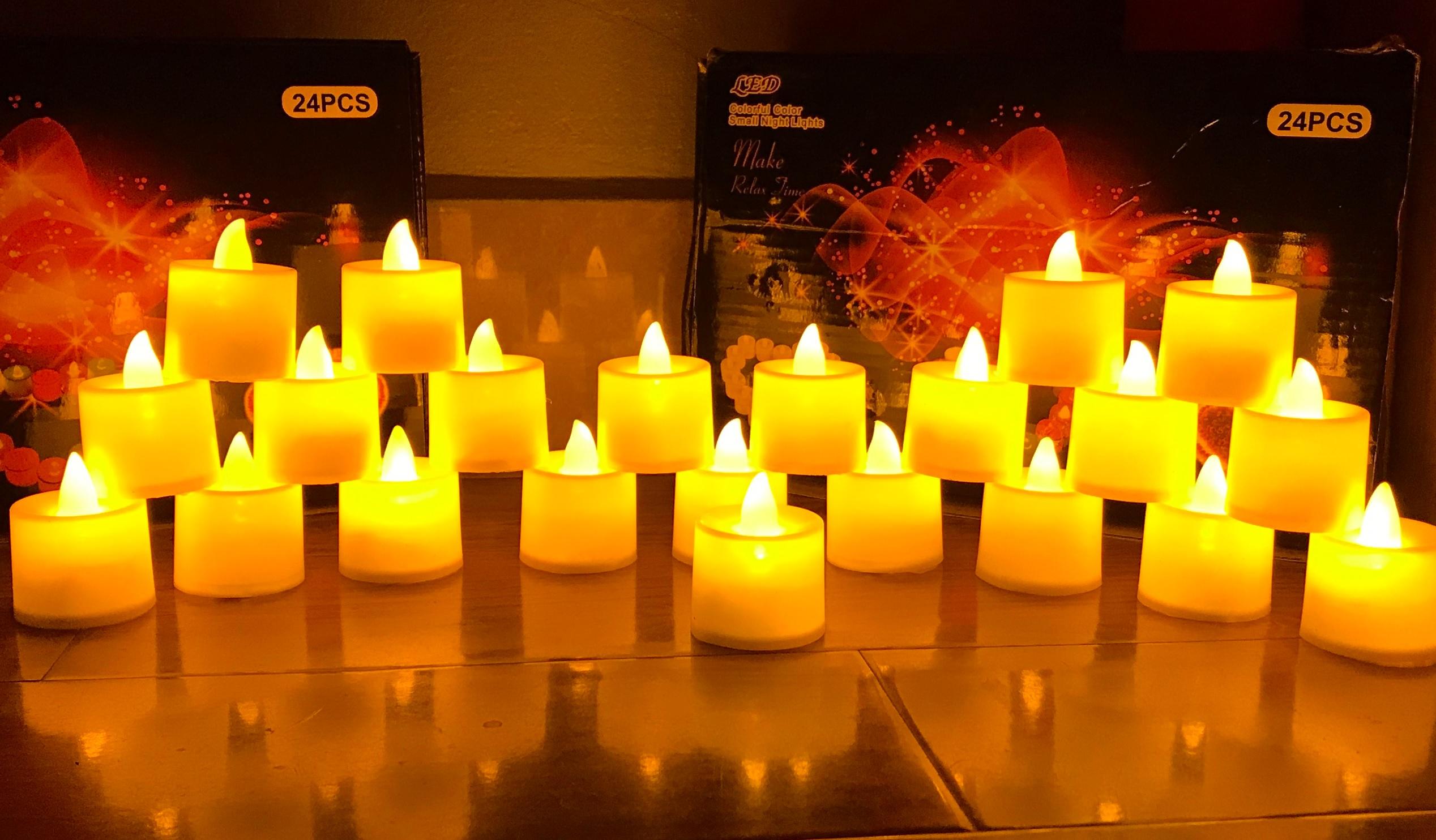 Combo 5 đèn LED Trang Trí Hình Nến Lung Linh – Nến Led màu Vàng Ấm, màu đỏ, nến nhiều màu
