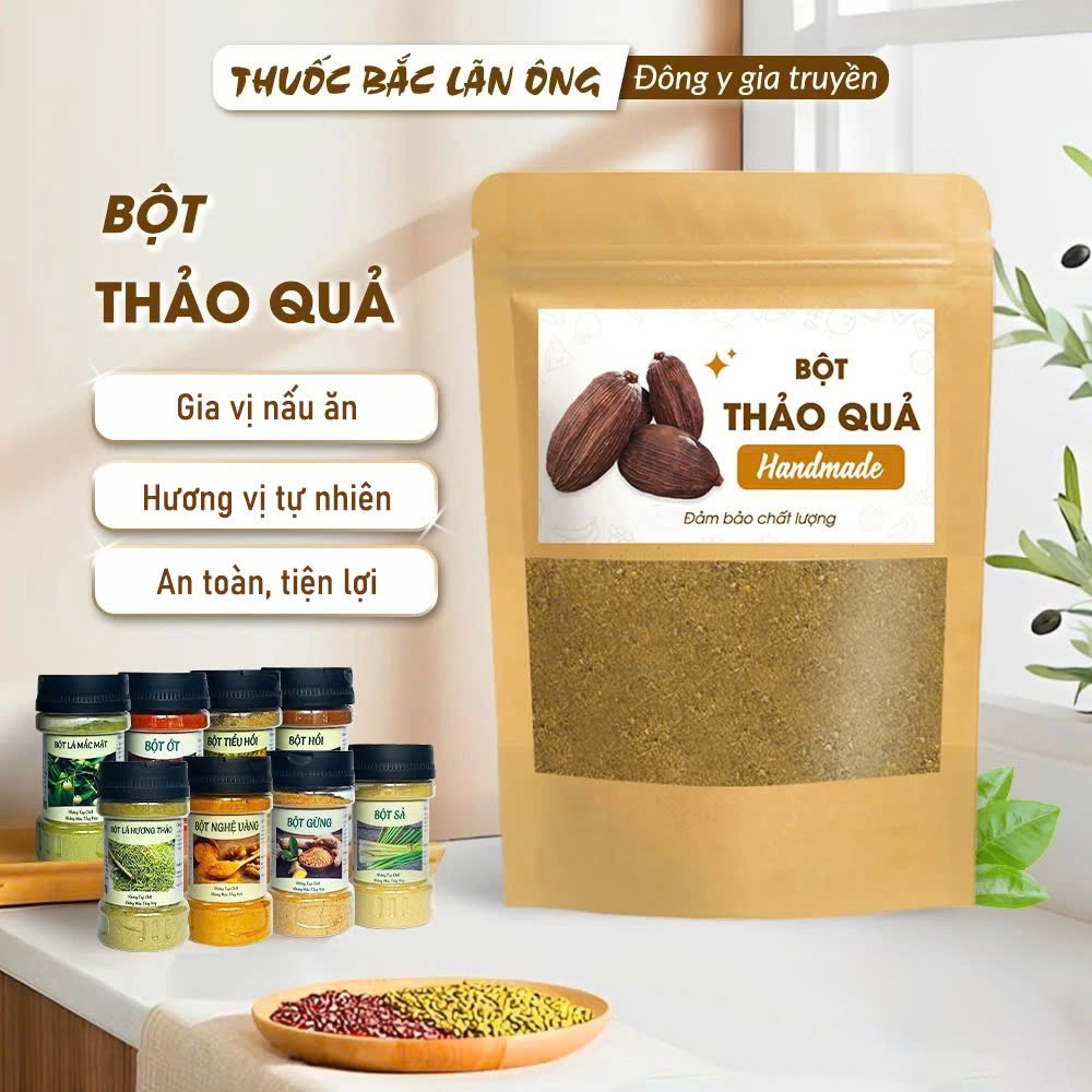 Bột thảo quả nguyên chất 200g, thơm, mịn, gia vị nấu phở, tẩm ướp, chiên, xào, thơm ngon, đậm vị