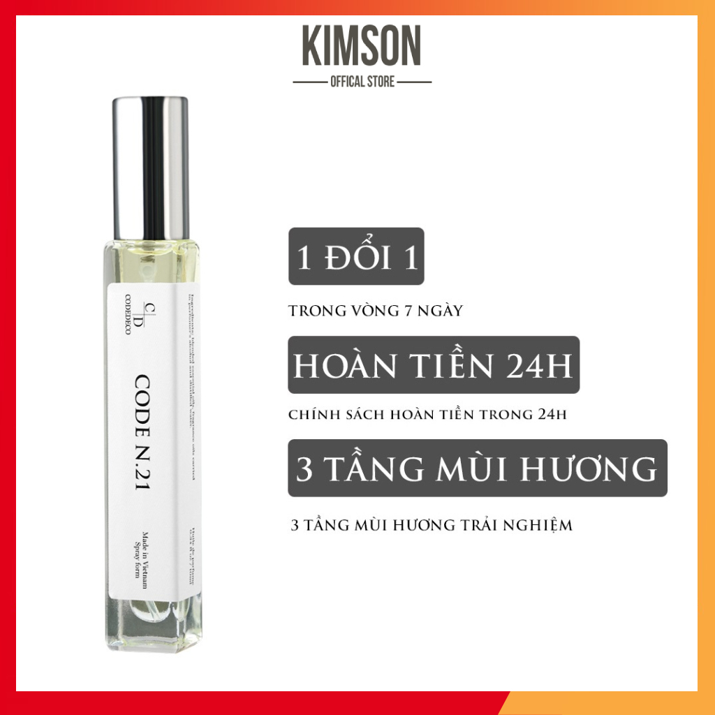 Tinh dầu nước hoa CODEDECO CODE N.21 10ml, Phóng Khoáng, Nam Tính, Cuốn Hút
