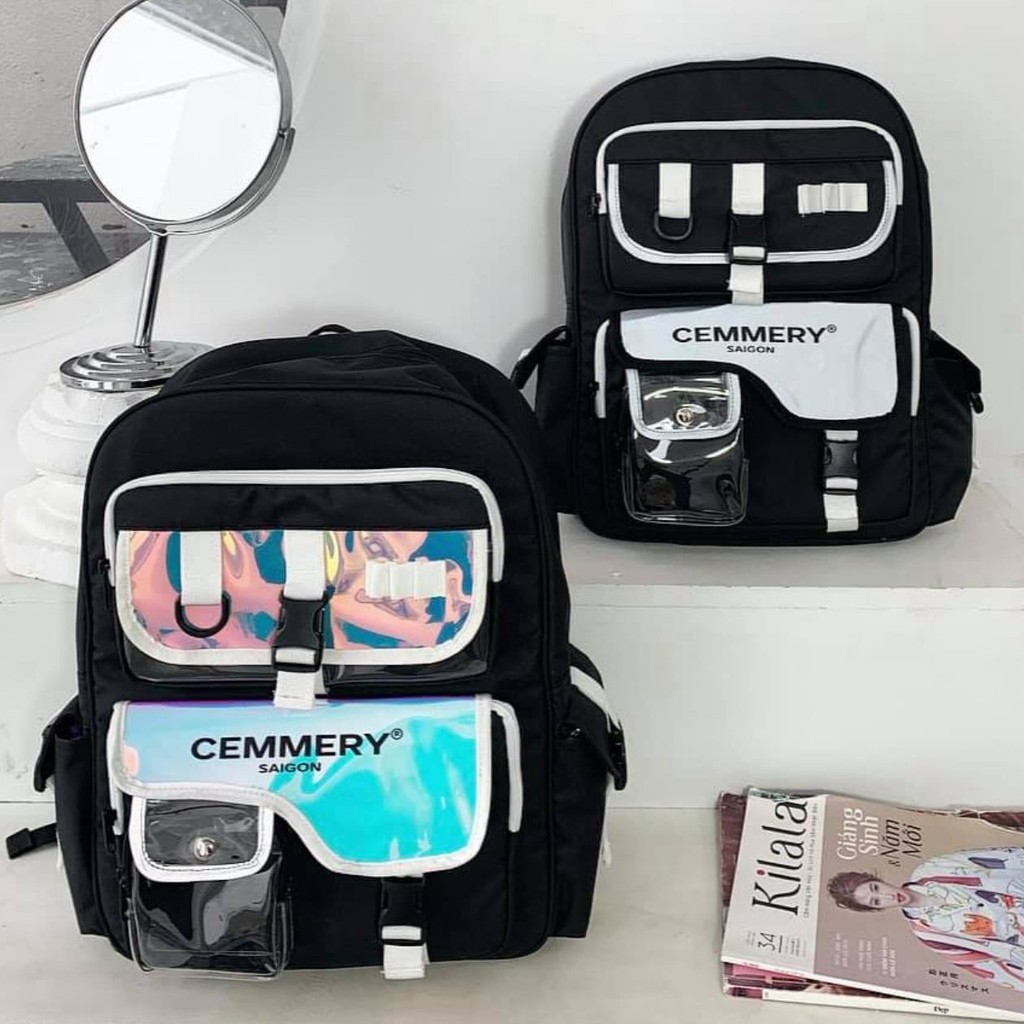 Balo Thời Trang Cemmery SS1 Hologram Black [Tặng kèm Sticker + Giấy Thơm]