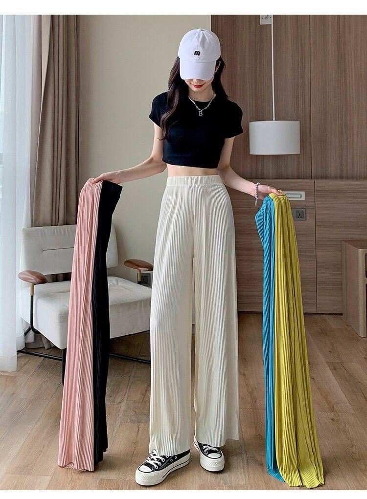 [25-27/4 Hoàn tiền 15%]Quần ống suông gân thun lạnh - M06