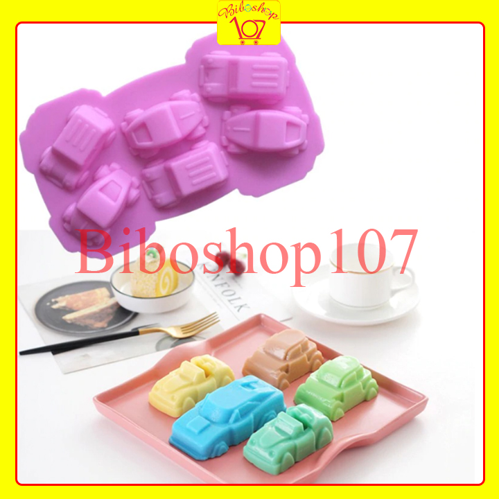Khuôn silicon làm bánh, thạch, rau câu, socola 6 hình ô tô