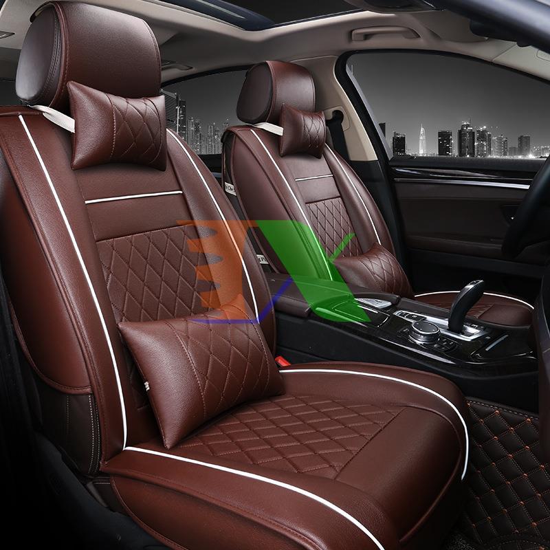 Shirt automobile seat, car seat, leather upholstery car seat A00 (5 Seat + 4 pillow)-Brown, White Only