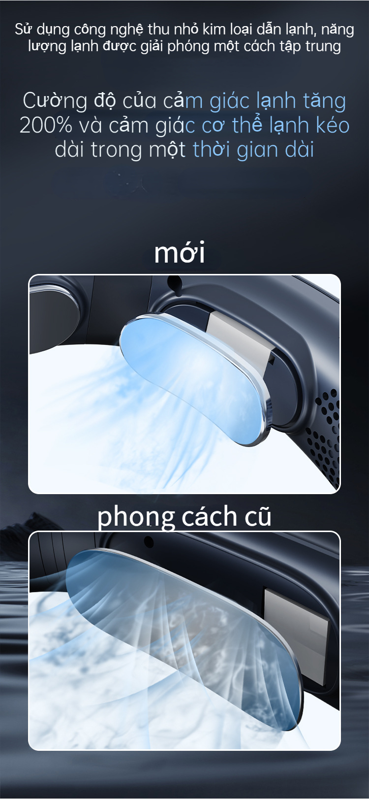 Quạt đeo cổ không cánh tích hợp chip bán dẫn công nghệ làm lạnh sâu, quạt đeo cổ mini pin lên tới 18 tiếng
