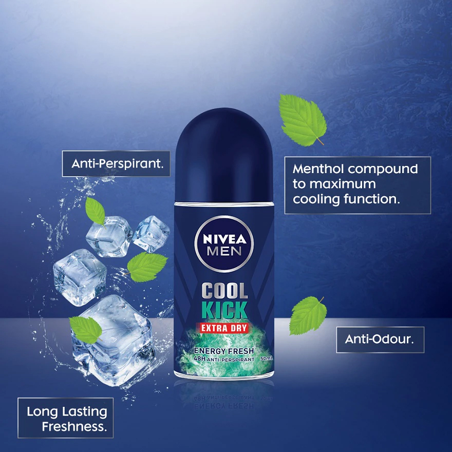 Lăn ngăn mùi NIVEA MEN Cool Kick Mát Lạnh (50ml)