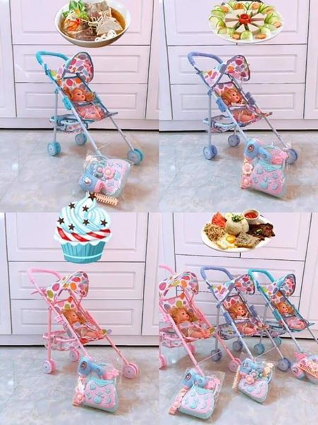 Bộ đồ chơi xe đẩy búp bê cho bé