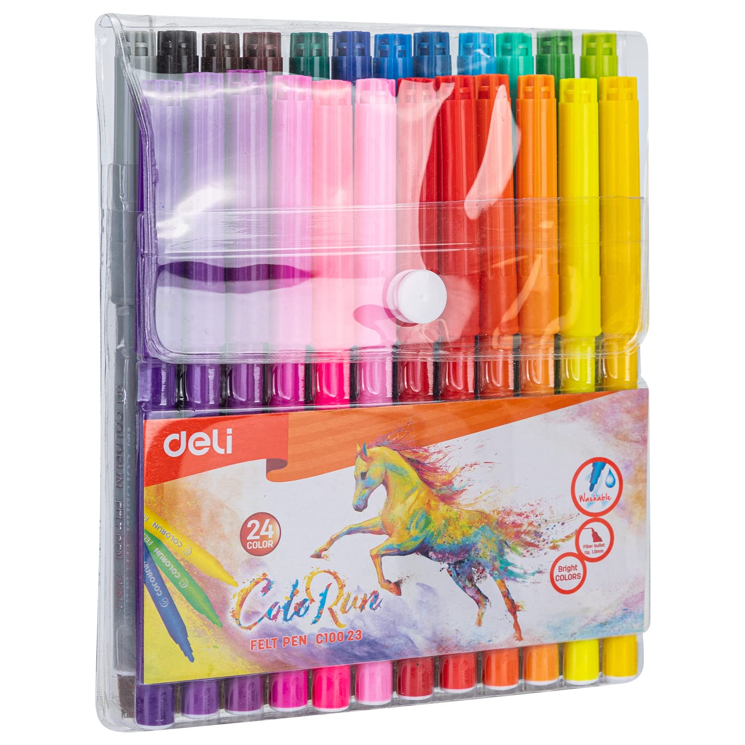 Vỉ bút lông màu Colorun Felt Pen Deli - ByLy Store 12 màu C10003 - 18 màu C10013 - 24 màu C10023
