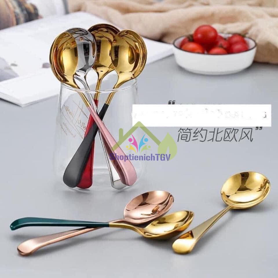SÉT 5 THÌA INOX MẠ VÀNG SANG TRỌNG