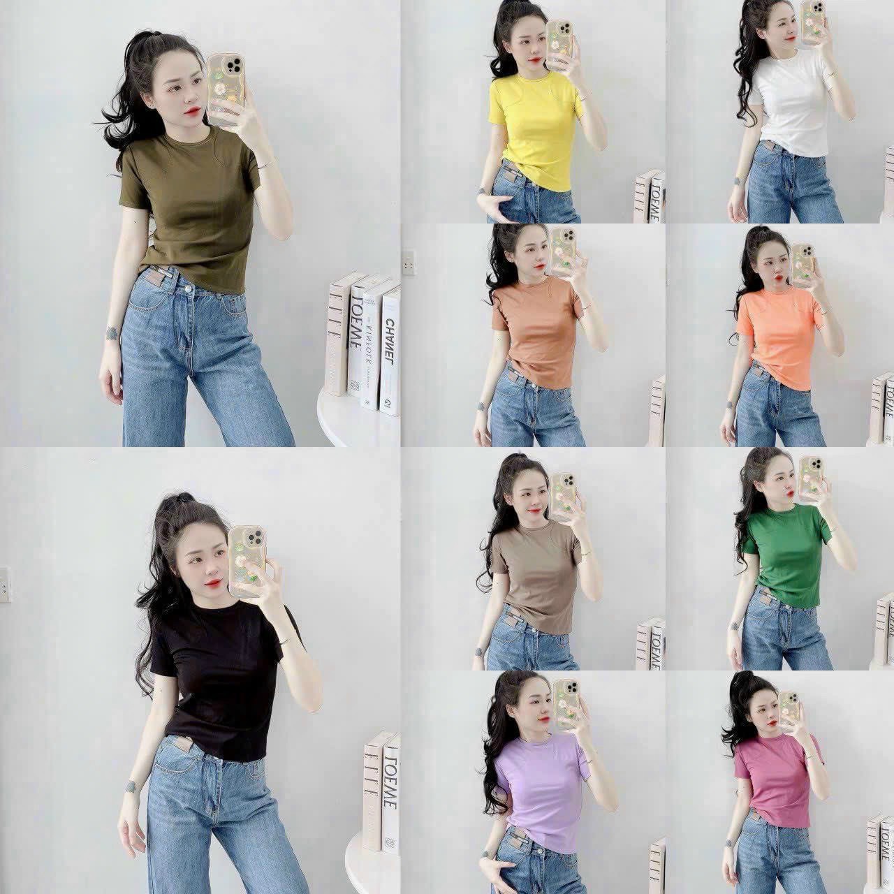 [ Siêu rẻ + hình thật] Áo thun trơn form ÔM babytee đủ màu basic chất liệu thun con giãn 4 chiều fit dáng siêu đẹp