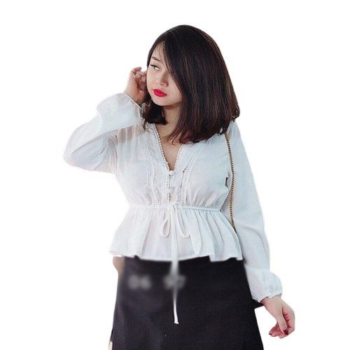 [HCM]Áo Kiểu Nữ Tay Dài Rút Eo Thời Trang Hàn Quốc  Av46