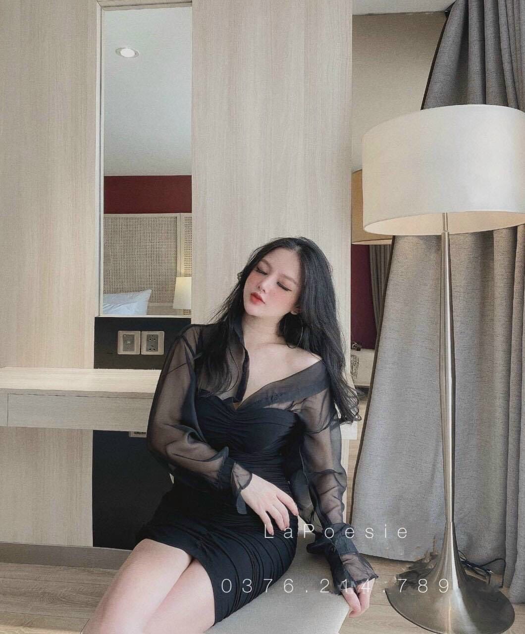 Set đầm hot hit thiết kế nhún phối áo voan cực chất qcs