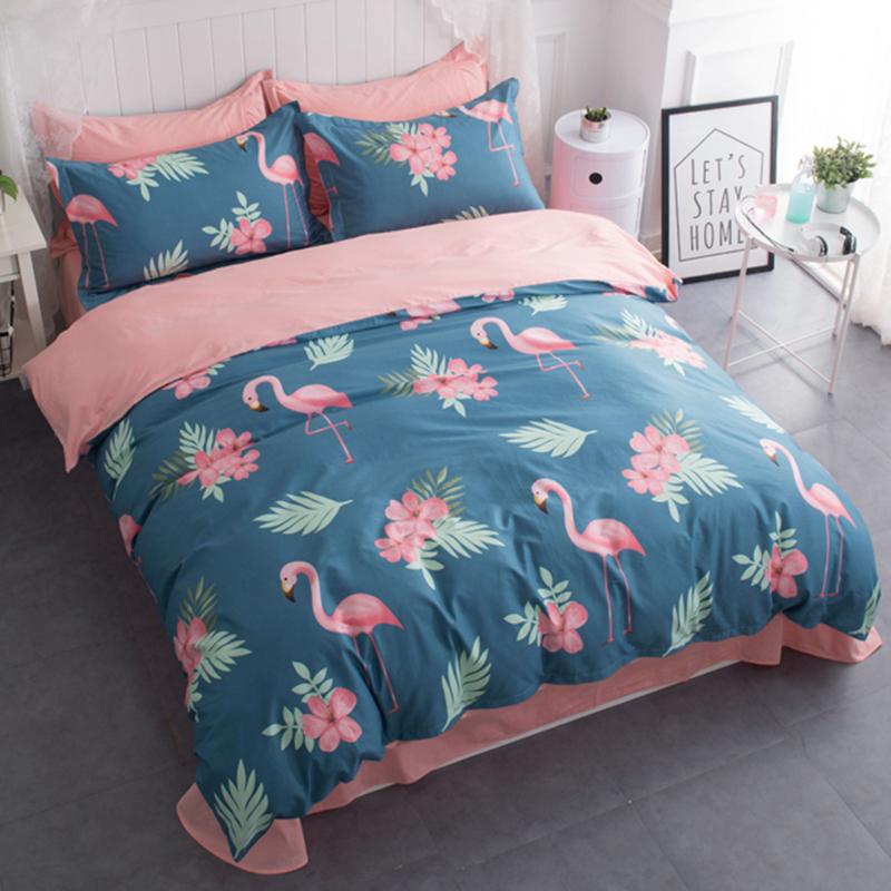 Trong Bắc Âu Đơn Giản Nhỏ Tươi 100% Cotton Nhỏ Tiên Hạc 100% Cotton Bộ Bốn Chiếc 1.5m1.8 M Vỏ Chăn Trên Giường Cung Cấp