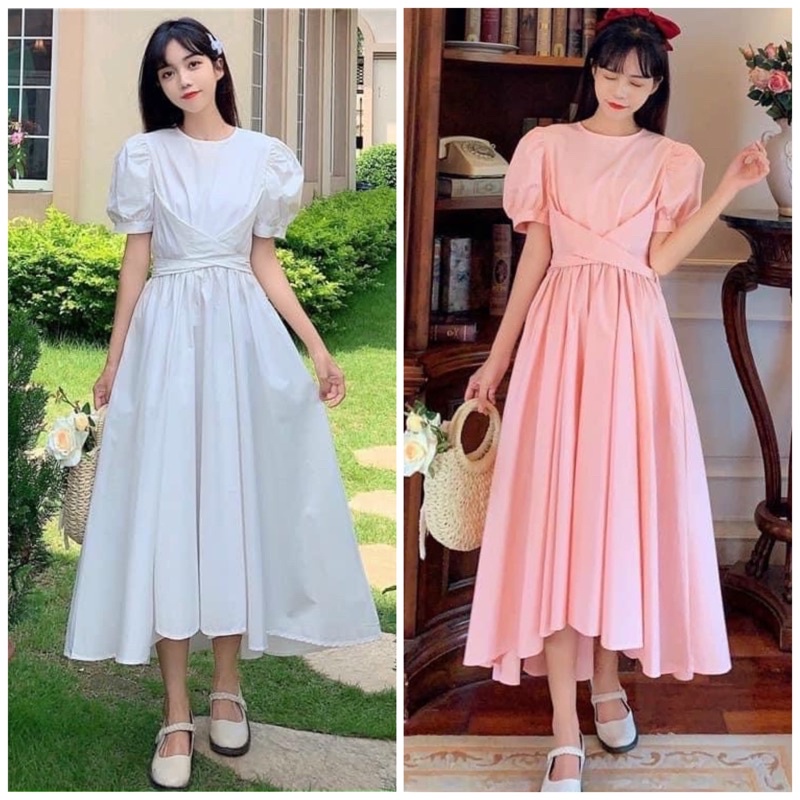 Đầm lệch tà chéo eo 2 màu