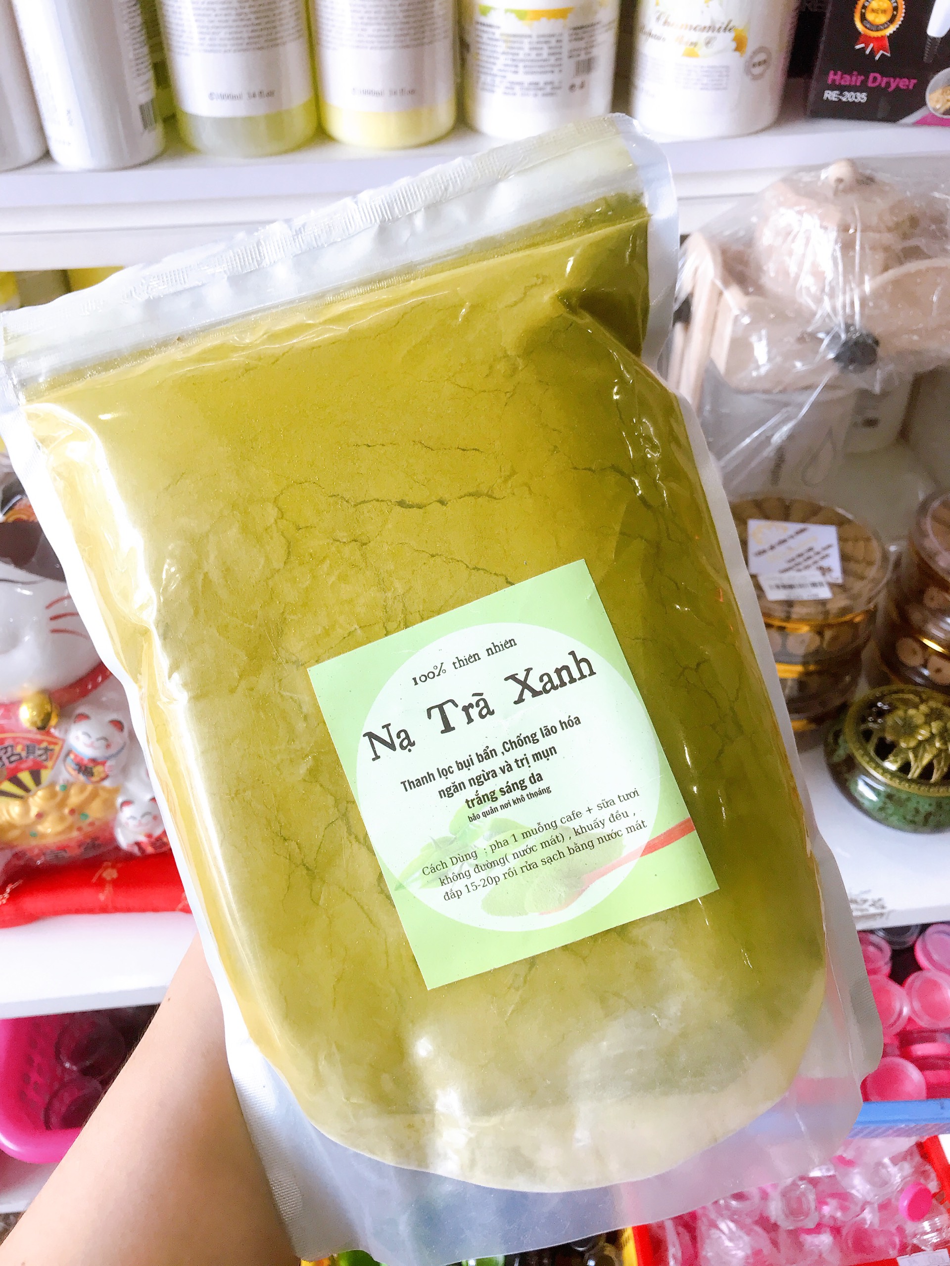 (1kg) BỘT MẶT NẠ TRÀ XANH KHÁNG KHUẨN - TRỊ MỤN