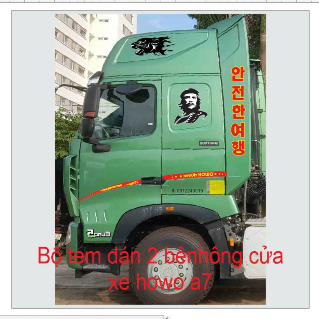 Combo bộ tem dán hai bên cửa xe howo A7