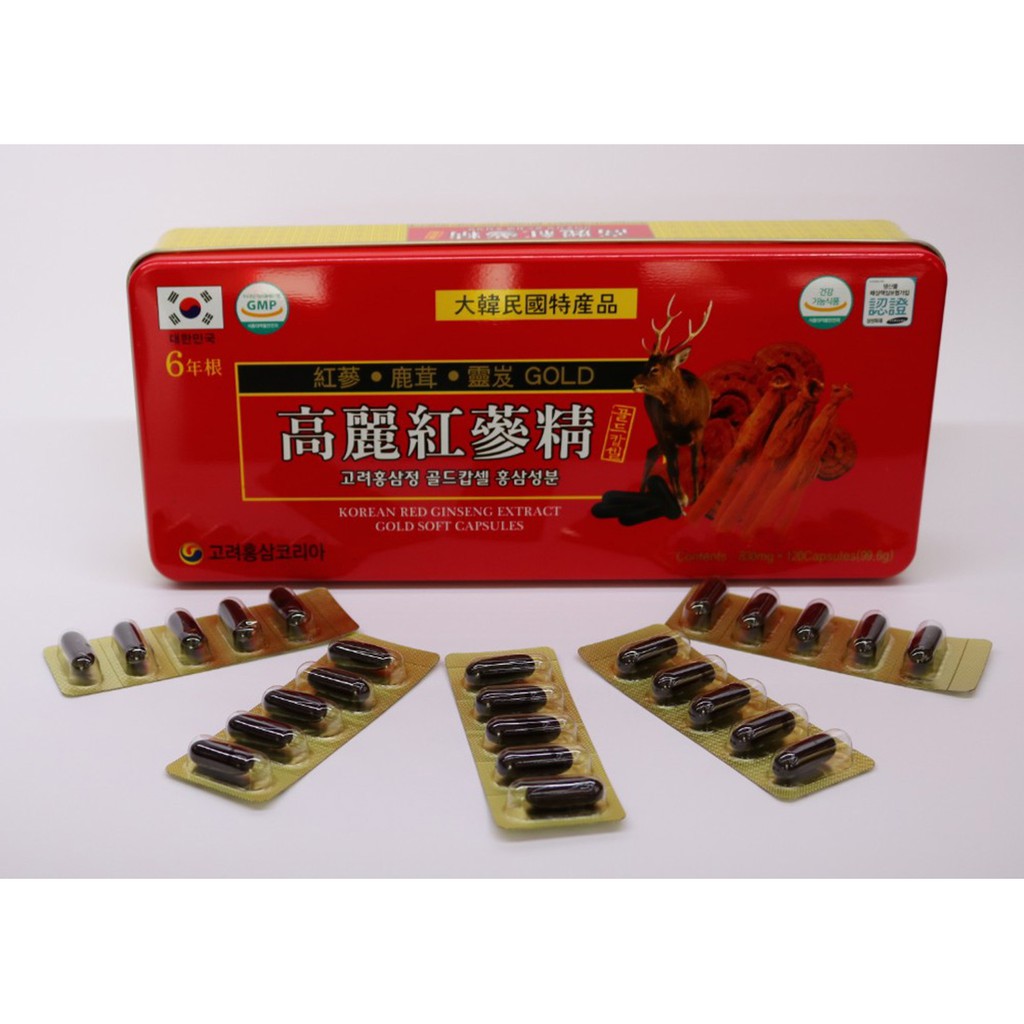 Viên đạm tổng hợp hồng sâm nhung hươu linh chi đỏ gold 120 viên
