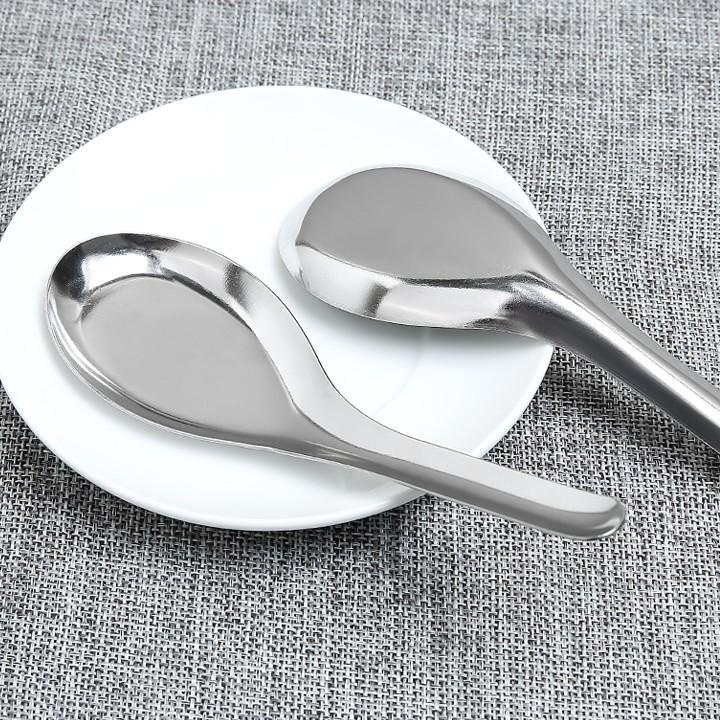 Combo 5 thìa ăn cơm thìa ăn phở thìa ăn súp inox cao cấp - màu trắng bạc 15.5 cm