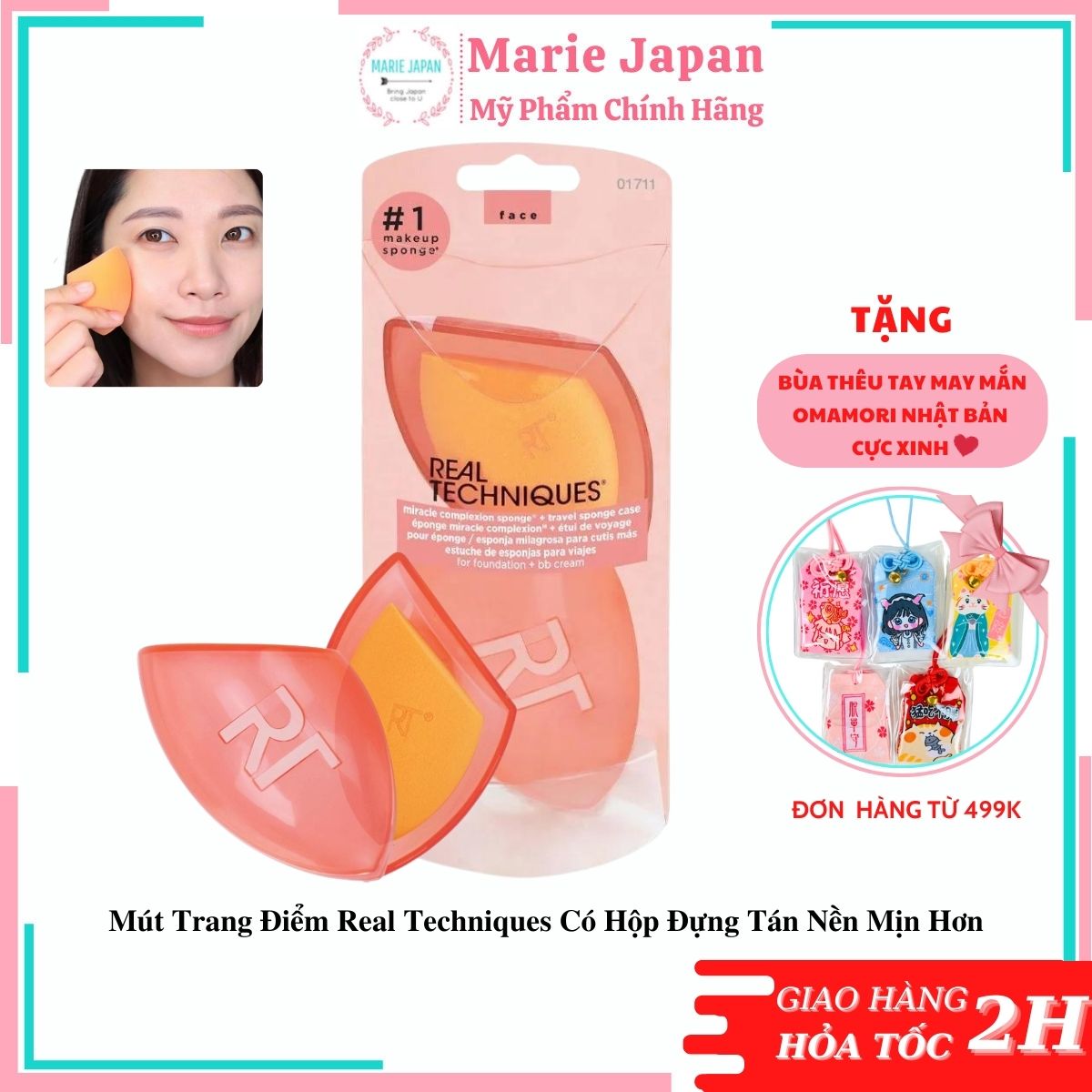 Mút Trang Điểm Real Techniques Có Hộp Đựng Tán Nền Mịn Hơn
