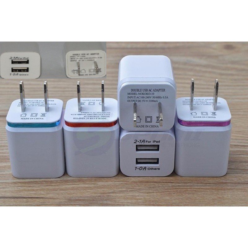 Cốc Sạc 2 cổng 5v 1A và 2A siêu tiện lợi ( Loại tốt )