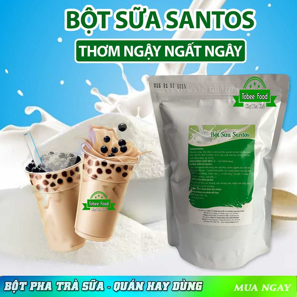 Có sẵn Bột sữa Santos 35D  1kg  Bột pha trà sữa đậm vị trà Giá rẻ - Tobee