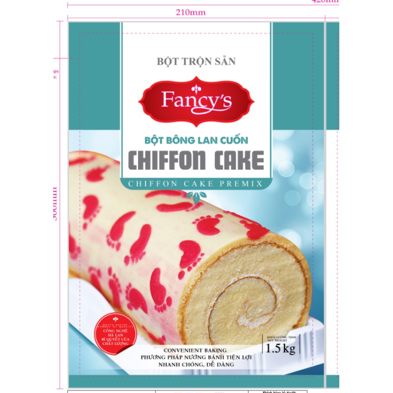 Bột bánh bông lan cuốn chiffon cake Fancy gói lớn 1.5kg