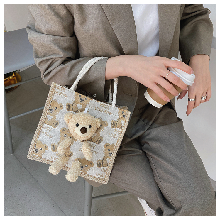Túi cói mini gấu bông dễ thương