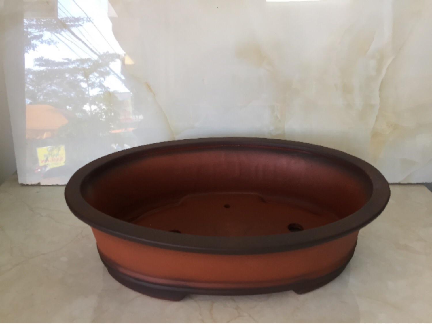 Chậu đất nung Bonsai ovan kiểu Nhật (size 1)