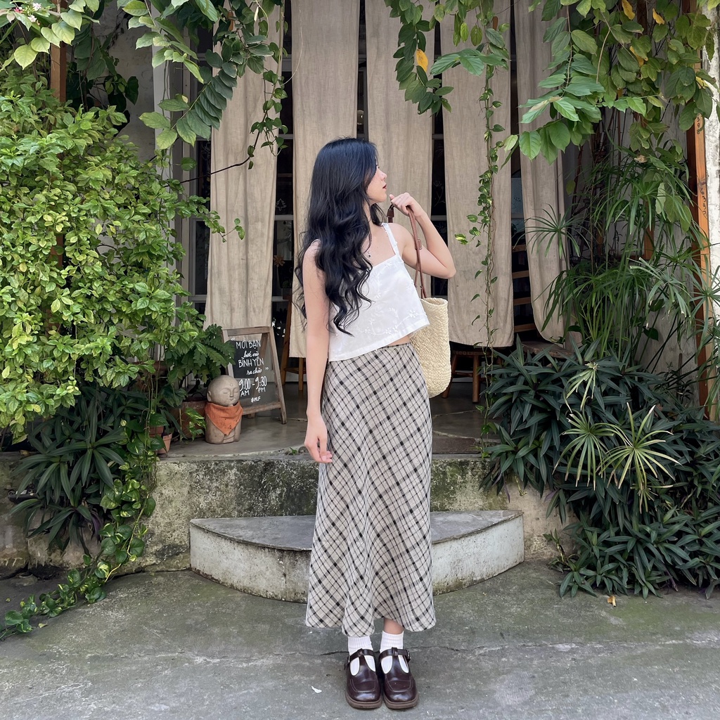 chân váy midi kẻ caro TKC17 LOLLIE STUDIO