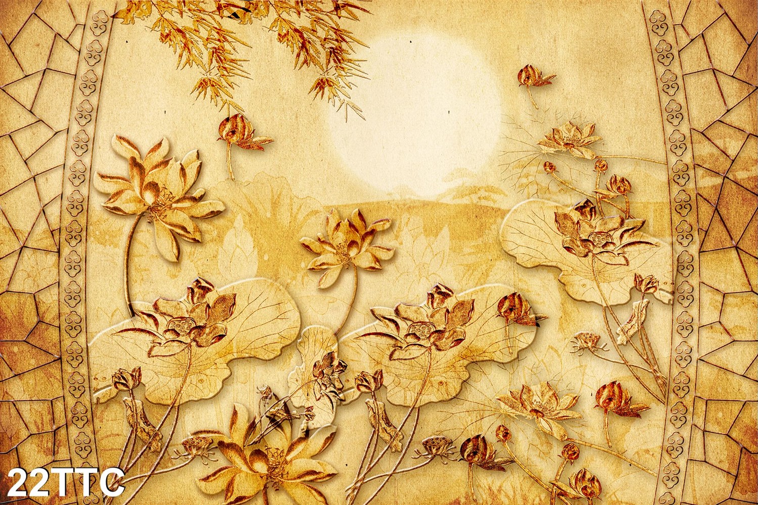 TRANH DÁN TƯỜNG TRÚC CHỈ PHÒNG THỜ GIA TIÊN - TRANH DÁN BÀN THỜ ÔNG BÀ