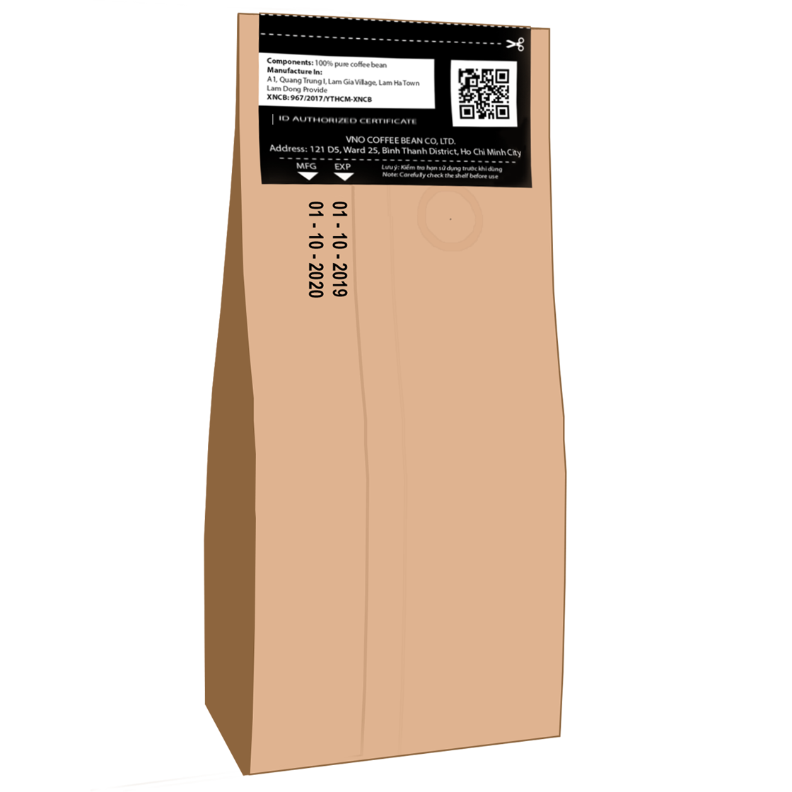 [HCM]CÀ PHÊ HỮU CƠ ARABICA RANG MỘC NGUYÊN HẠT TÚI 200GR