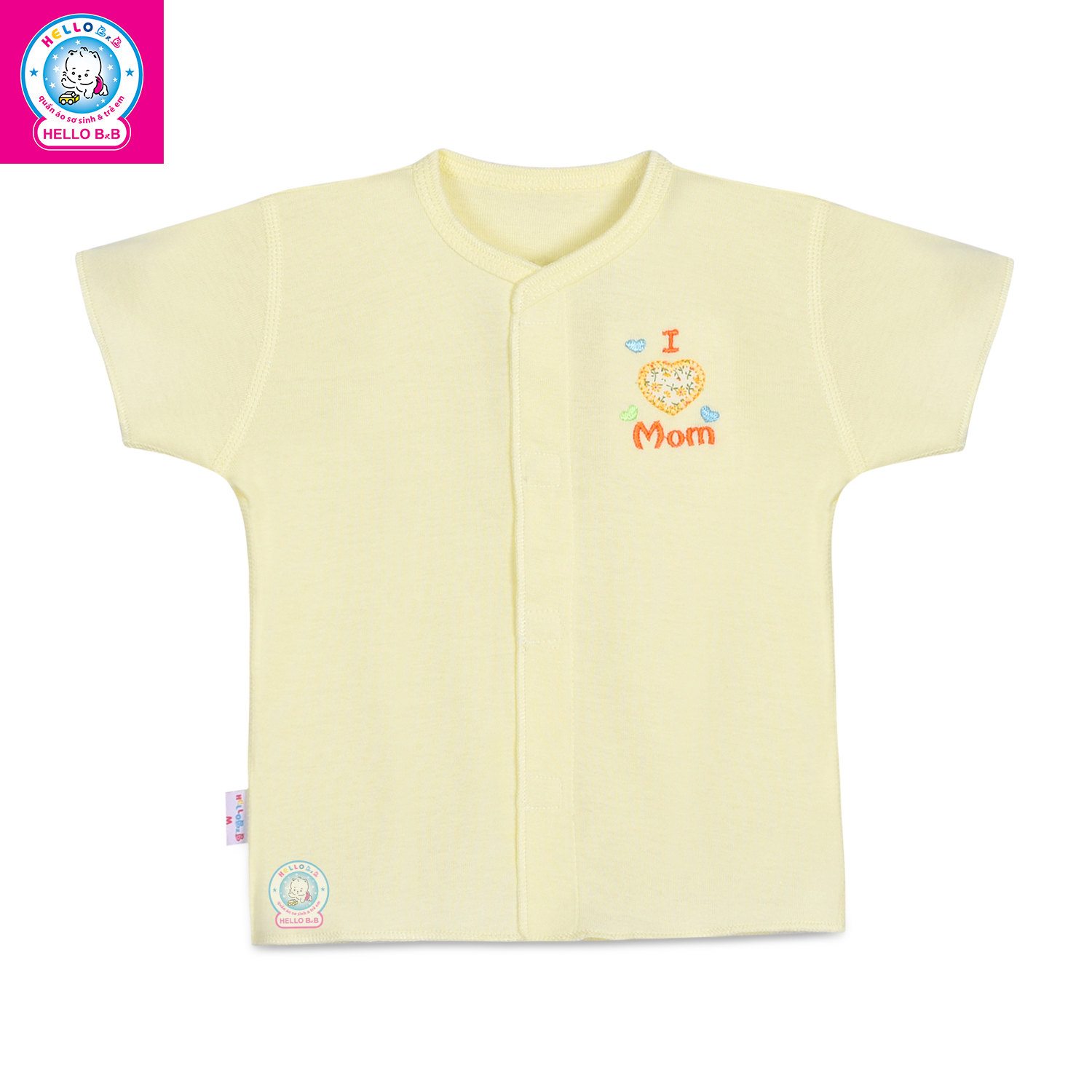 Áo sơ sinh cổ tim màu tay ngắn AL0416- Hello B&B