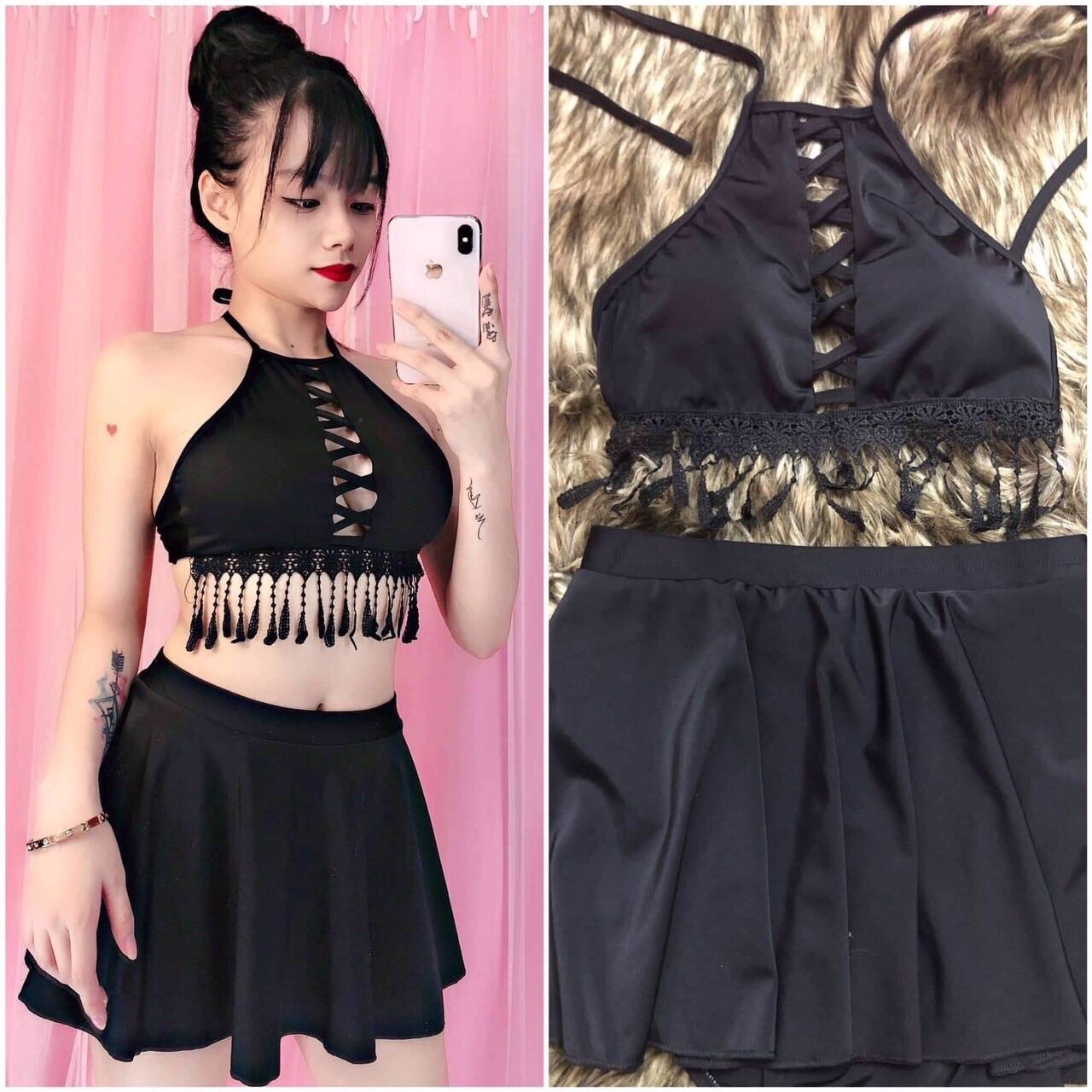 Bô bikini yếm váy xòe