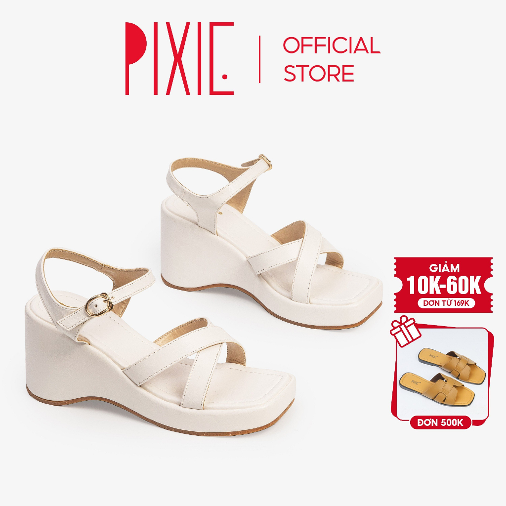Giày sandal đế xuồng 7cm quai chéo pixie x971