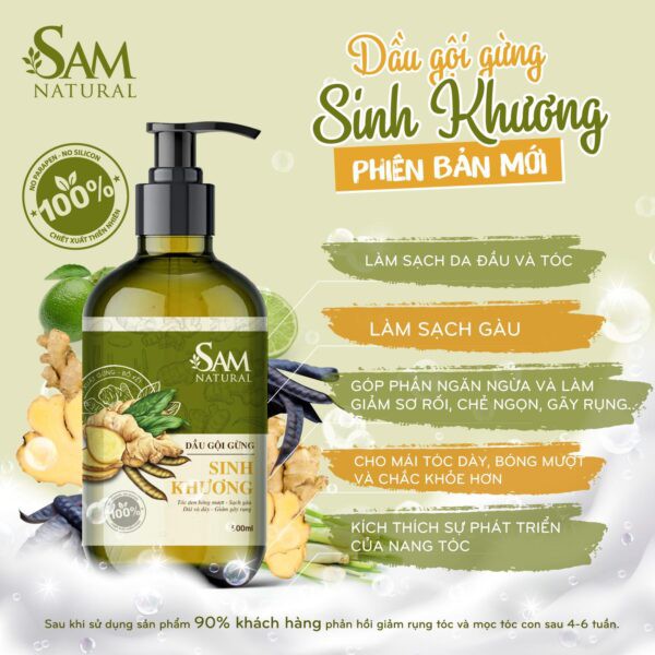 Dầu Gội Sinh Khương Sam Natural (Ngăn Rụng Tóc Làm Đen Tóc Chắc Tóc)