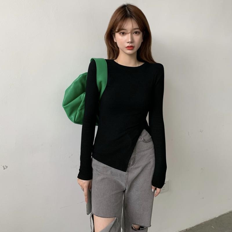 Áo xẻ tà dáng ôm, áo thun ôm dáng ôm xẻ vạt BUBUSTORE