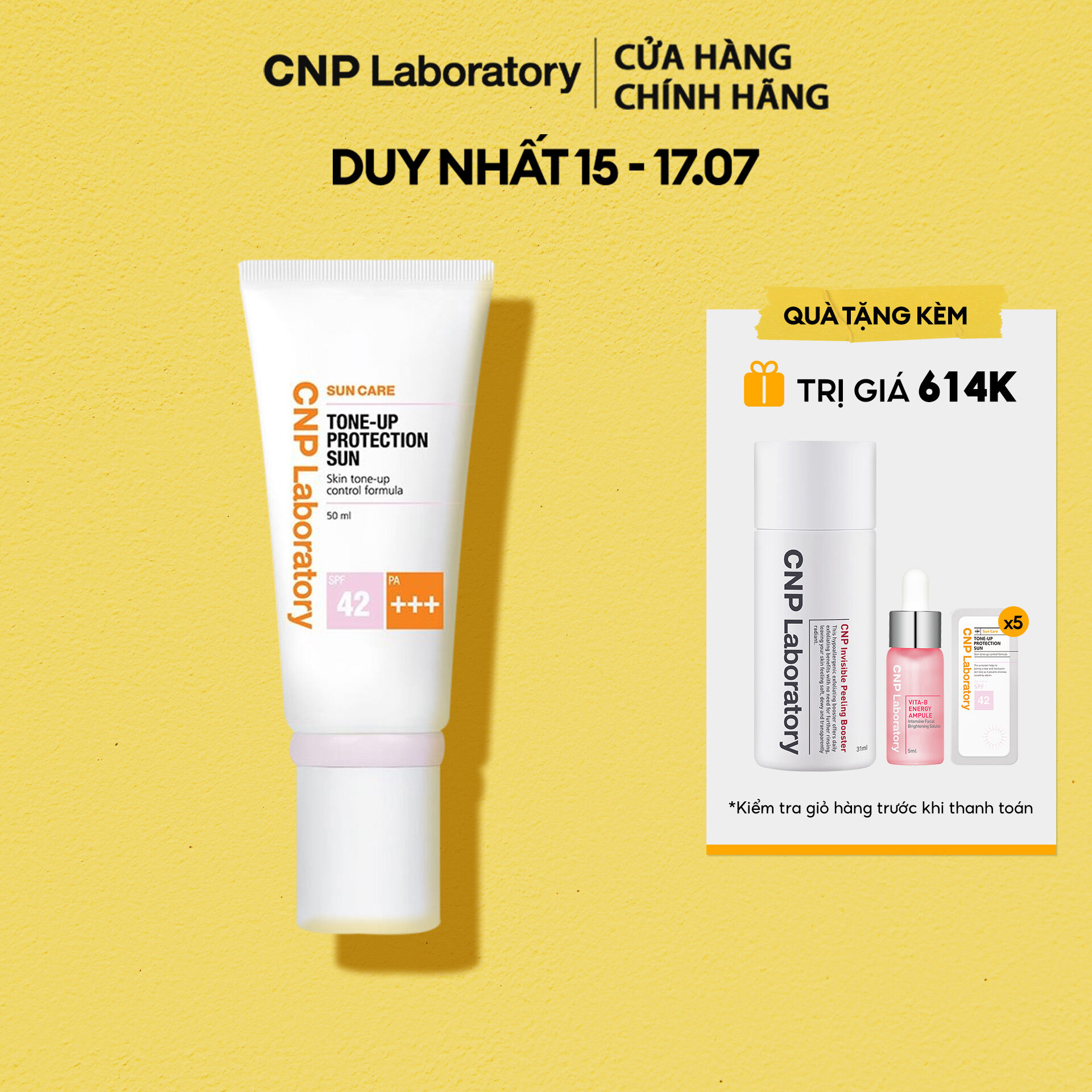Kem chống nắng nâng tông da cnp laboratory tone-up protection sun spf42/pa+++ 50ml - q cosmetics