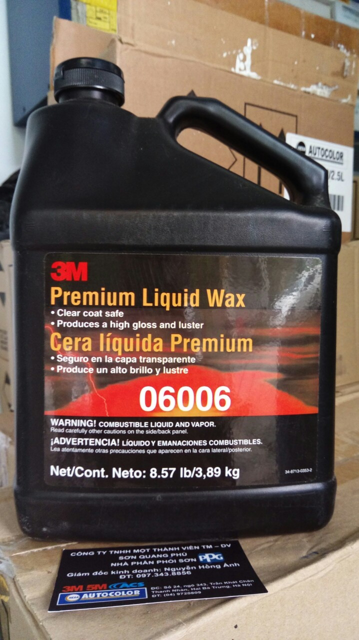 Sáp đánh bóng xe ô tô 3M 06006 Premium Liquid Wax dung dịch, xi tạo bóng 1Kg mẫu mới