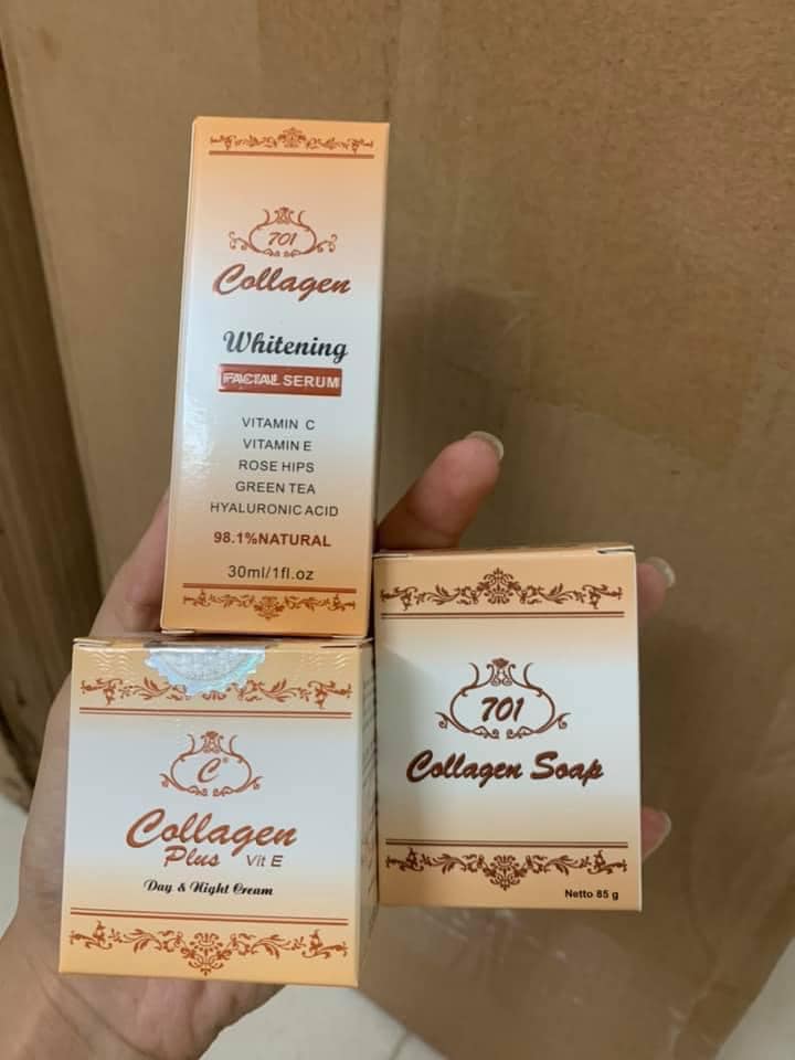 combo 4 món kem và serum collagen plus vit e dành cho da nám tàn nhang