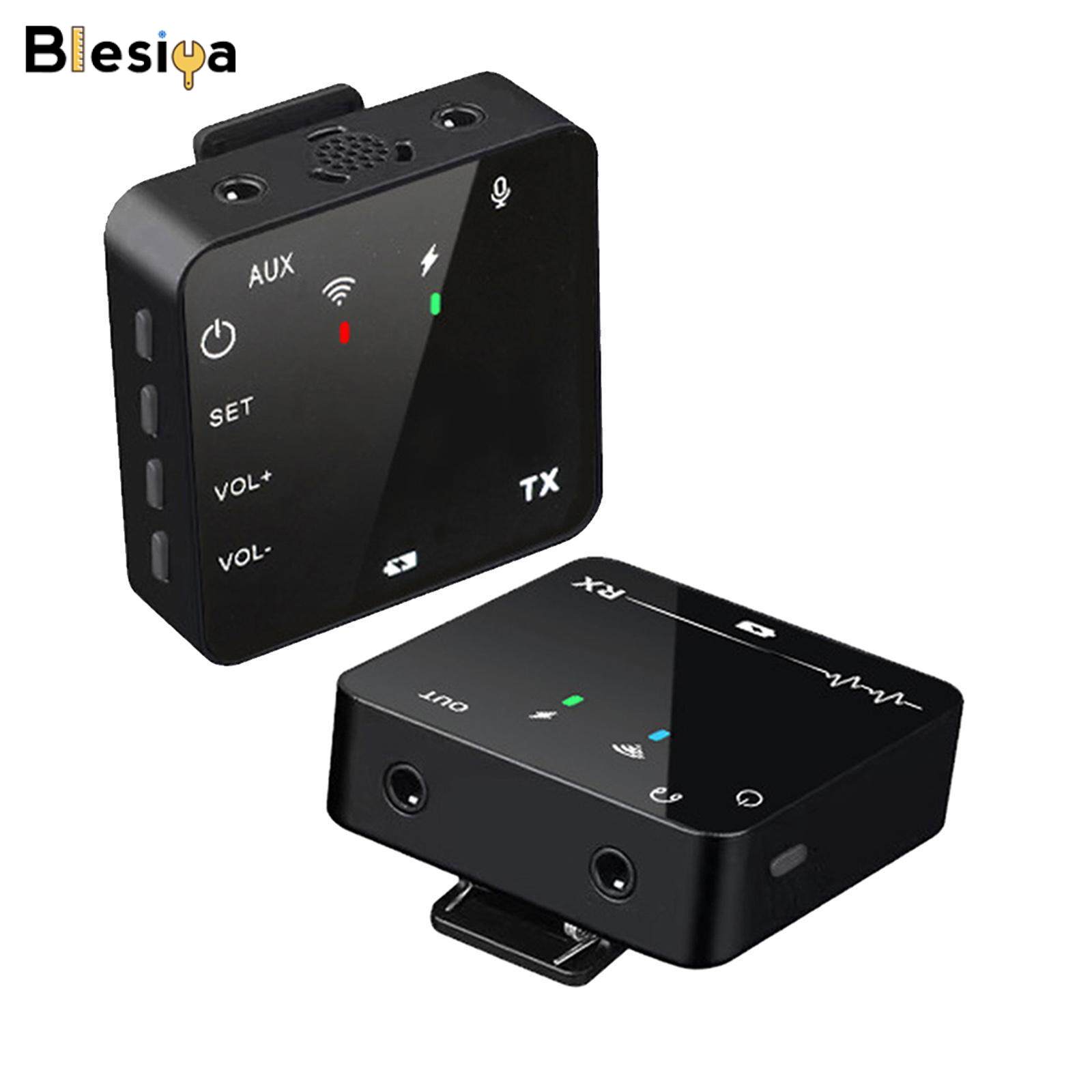 Blesiya Wireless Lavalier Microphone 50M Range with Transmitter and Receiver Lapel Clip Mic Wireless Lapel Mic for Phones Smartphones Camera Tablets