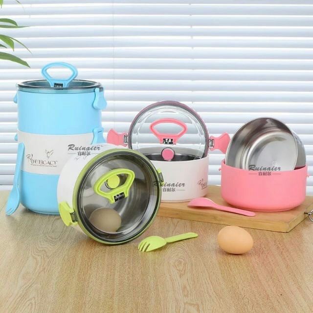 Cặp lồng cơm Bento phong cách Nhật 3 ngăn cao cấp(màu ngẫu nhiên)