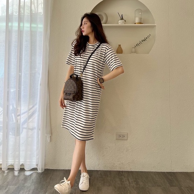 Đầm thun nữ kẻ sọc form suông thời trang
