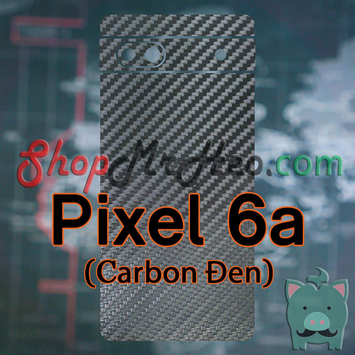 Skin Dán Mặt Sau Lưng Google Pixel 6a (Carbon, Hình Hộp, Nhám, Vân Da, Nhôm Xước)