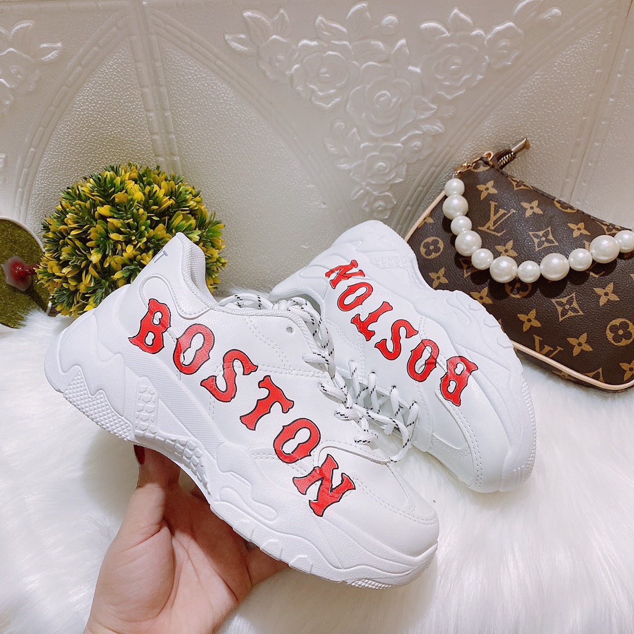 RẺ VÔ ĐỊCH I GIÀY THỂ THAO NỮ TRẮNG SƠN CHỮ BOSTON ĐỘN ĐẾ 5P DA SẦN CỰC XỊN, BAO NGẦU - 767