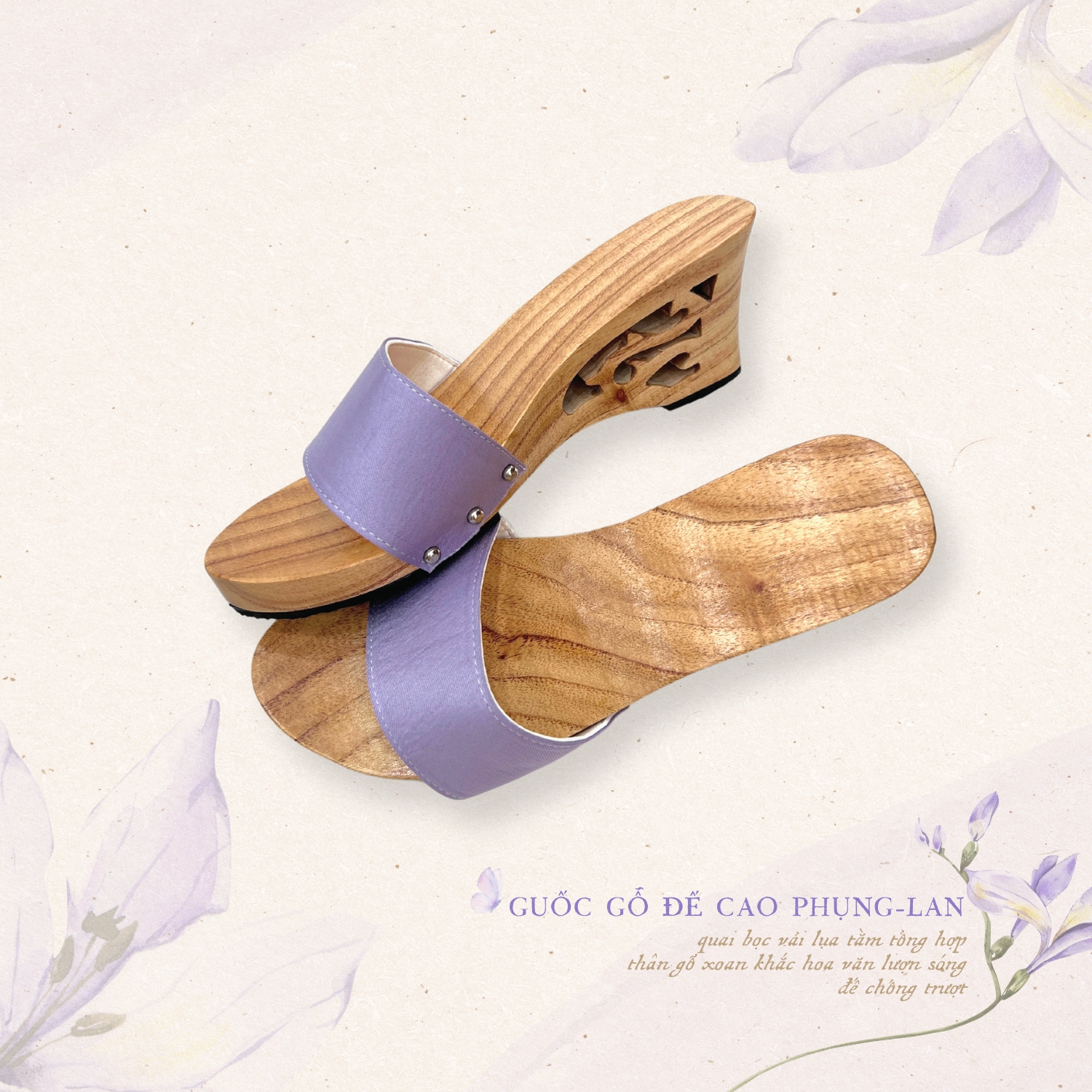 Sumire Store Guốc gỗ Đế cao Phụng Lan