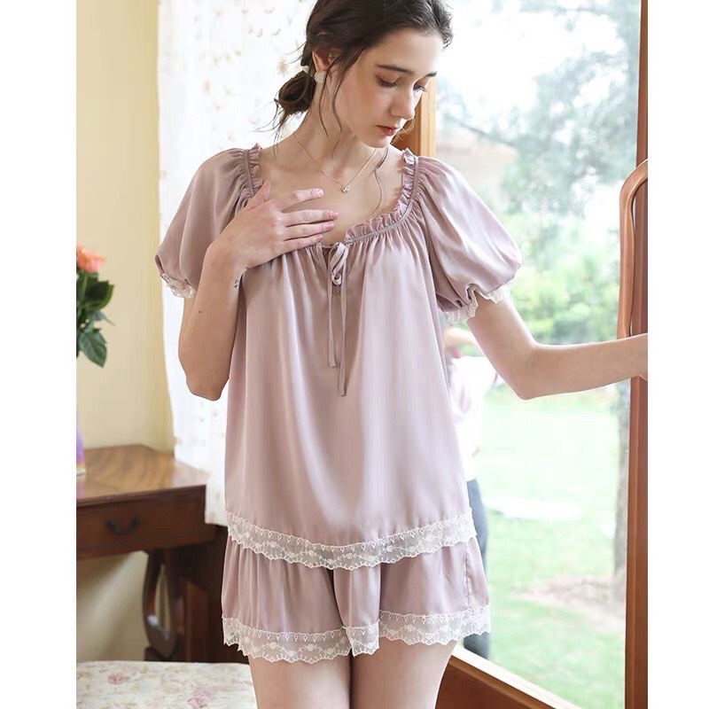 Bộ ngủ đùi tiểu thư cao cấp Hàn quốc(B08) ⚡️FREE SHIP⚡️