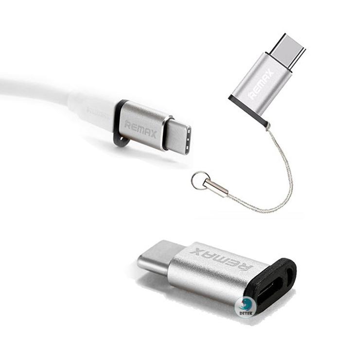 Đầu chuyển từ MicroUsb sang Type C Remax RA-USB1 (Bạc)