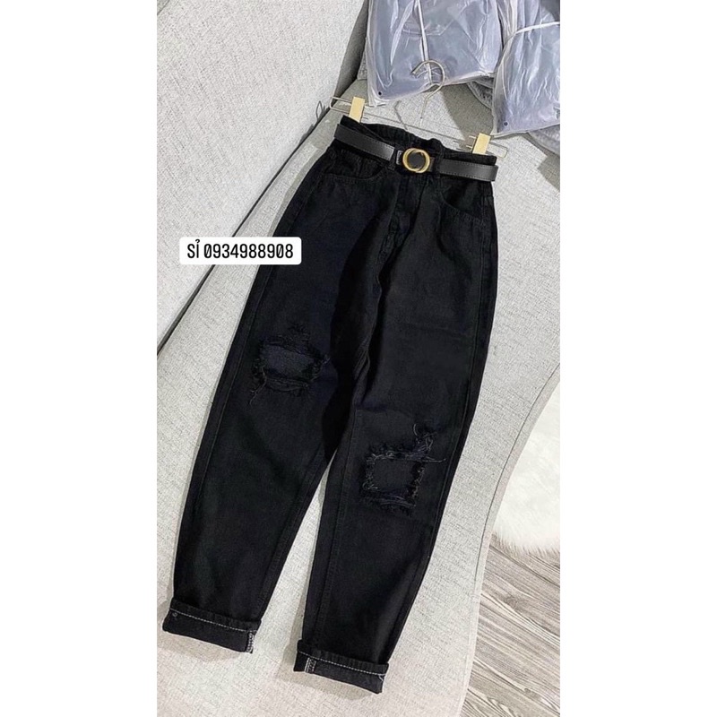 Quần baggy bò đen rách kiểu mới gs100